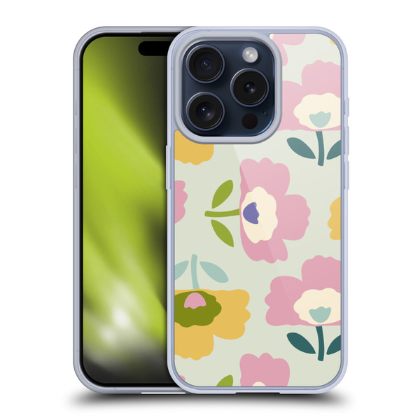 Gabriela Thomeu Retro Scandinavian Floral Soft Gel Case for Apple iPhone 15 Pro