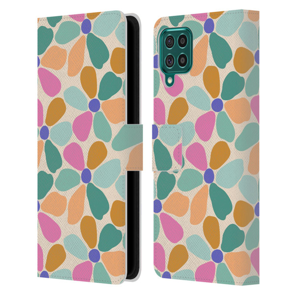 Gabriela Thomeu Retro Colorful Flowers Leather Book Wallet Case Cover For Samsung Galaxy F62 (2021)
