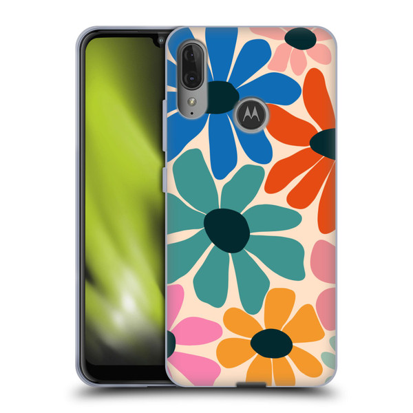 Gabriela Thomeu Retro Fun Floral Rainbow Color Soft Gel Case for Motorola Moto E6 Plus