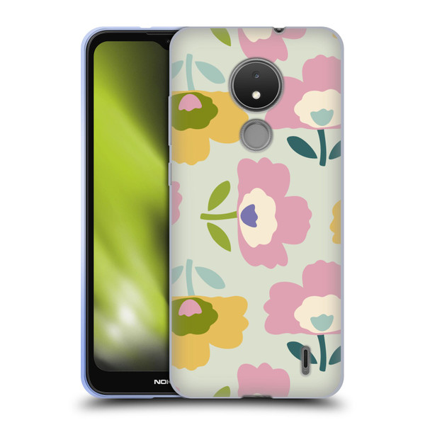 Gabriela Thomeu Retro Scandinavian Floral Soft Gel Case for Nokia C21