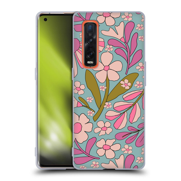 Gabriela Thomeu Retro Groovy 70s Blue Soft Gel Case for OPPO Find X2 Pro 5G