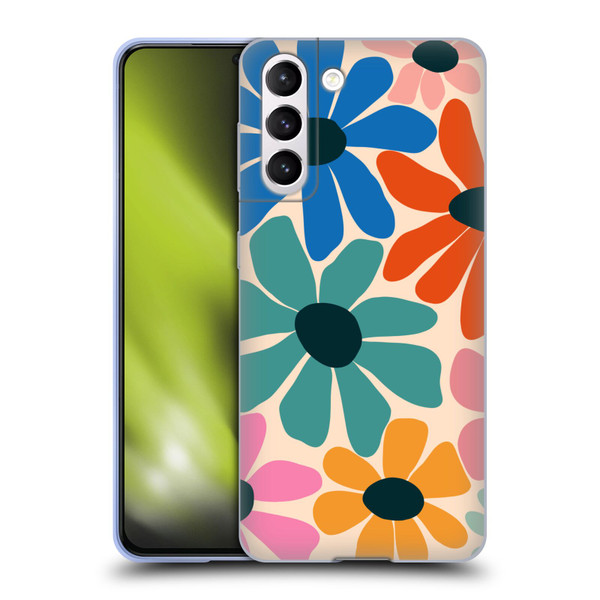 Gabriela Thomeu Retro Fun Floral Rainbow Color Soft Gel Case for Samsung Galaxy S21 5G