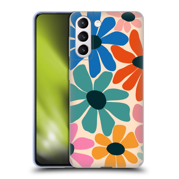 Gabriela Thomeu Retro Fun Floral Rainbow Color Soft Gel Case for Samsung Galaxy S21+ 5G
