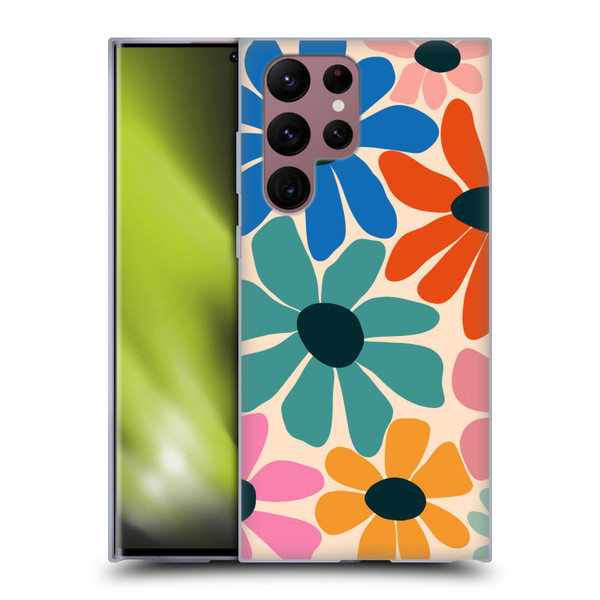 Gabriela Thomeu Retro Fun Floral Rainbow Color Soft Gel Case for Samsung Galaxy S22 Ultra 5G
