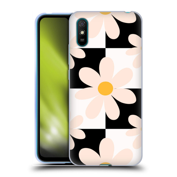 Gabriela Thomeu Retro Black & White Checkered Daisies Soft Gel Case for Xiaomi Redmi 9A / Redmi 9AT