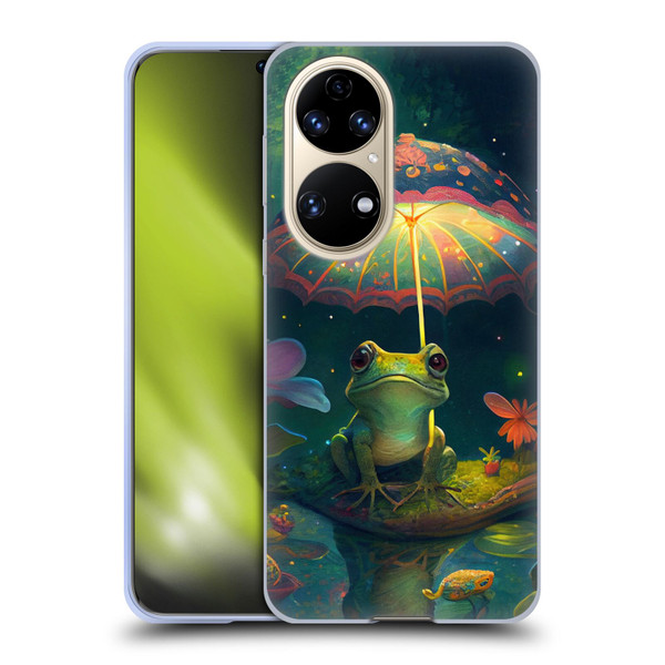 JK Stewart Art Frog With Umbrella Soft Gel Case for Huawei P50