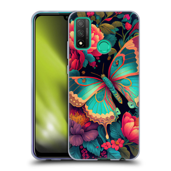 JK Stewart Art Butterfly And Flowers Soft Gel Case for Huawei P Smart (2020)