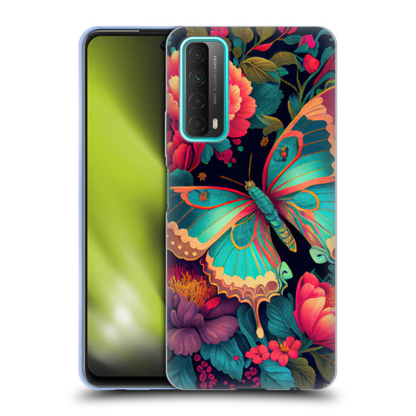 JK Stewart Art Butterfly And Flowers Soft Gel Case for Huawei P Smart (2021)