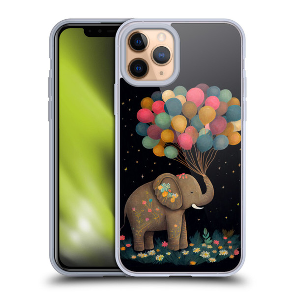 JK Stewart Art Elephant Holding Balloon Soft Gel Case for Apple iPhone 11 Pro