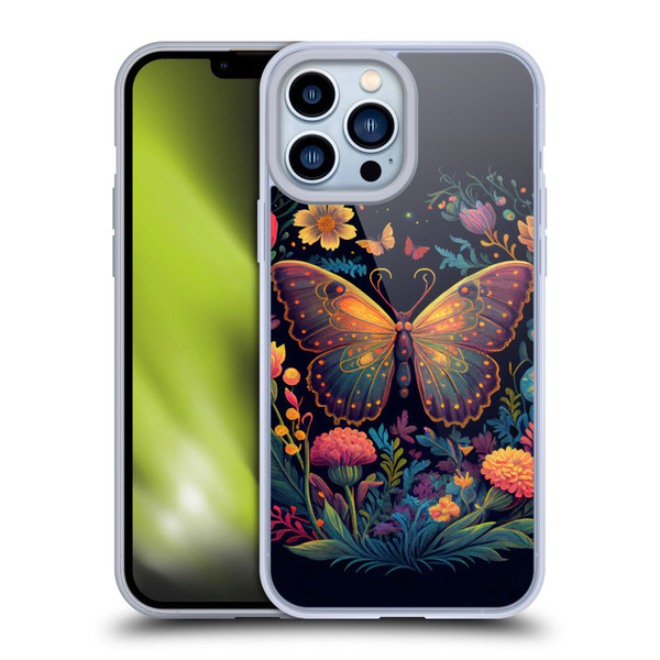 JK Stewart Art Butterfly In Night Garden Soft Gel Case for Apple iPhone 13 Pro Max