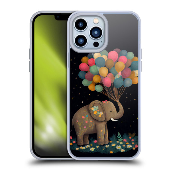 JK Stewart Art Elephant Holding Balloon Soft Gel Case for Apple iPhone 13 Pro Max
