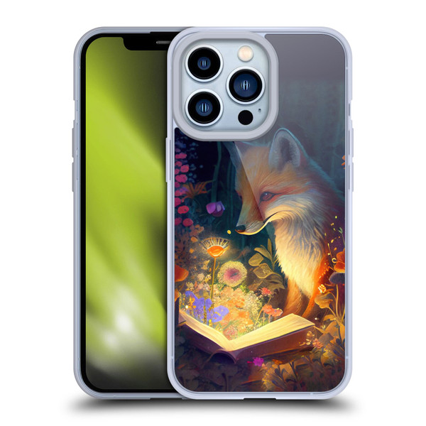 JK Stewart Art Fox Reading Soft Gel Case for Apple iPhone 13 Pro
