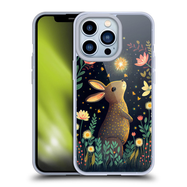 JK Stewart Art Rabbit Catching Falling Star Soft Gel Case for Apple iPhone 13 Pro