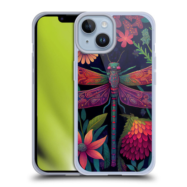 JK Stewart Art Dragonfly Purple Soft Gel Case for Apple iPhone 14