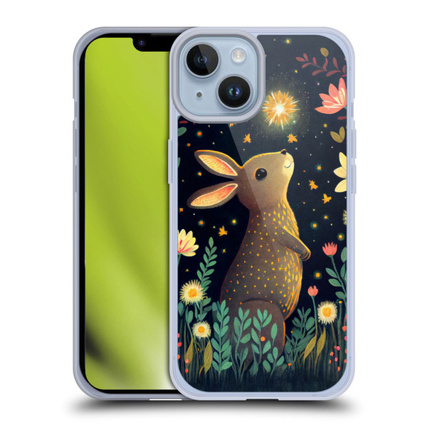JK Stewart Art Rabbit Catching Falling Star Soft Gel Case for Apple iPhone 14