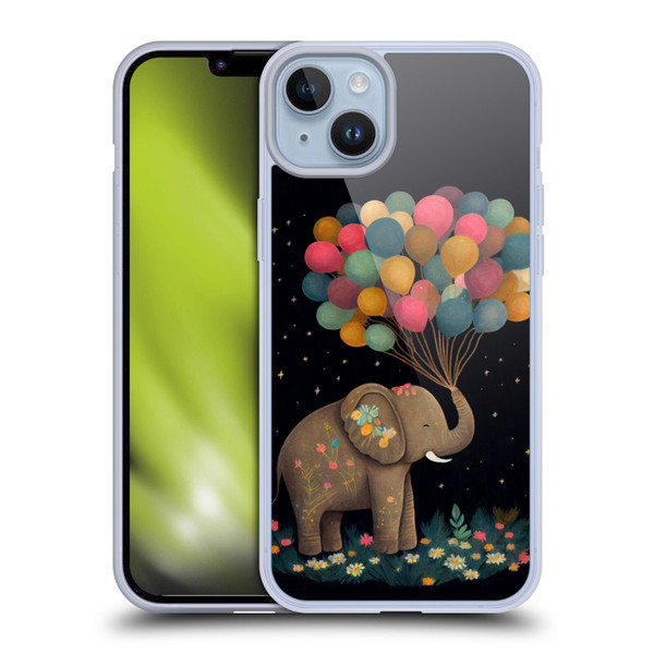 JK Stewart Art Elephant Holding Balloon Soft Gel Case for Apple iPhone 14 Plus