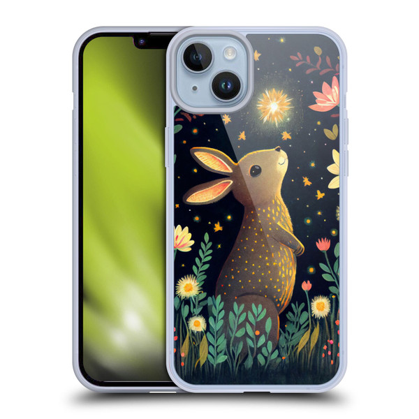 JK Stewart Art Rabbit Catching Falling Star Soft Gel Case for Apple iPhone 14 Plus
