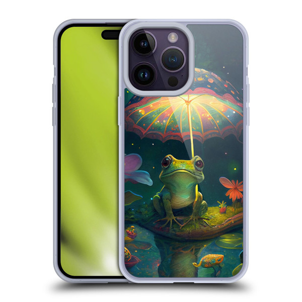 JK Stewart Art Frog With Umbrella Soft Gel Case for Apple iPhone 14 Pro Max