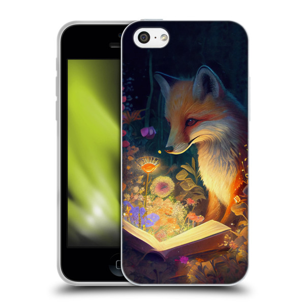 JK Stewart Art Fox Reading Soft Gel Case for Apple iPhone 5c