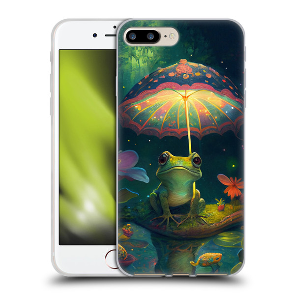 JK Stewart Art Frog With Umbrella Soft Gel Case for Apple iPhone 7 Plus / iPhone 8 Plus