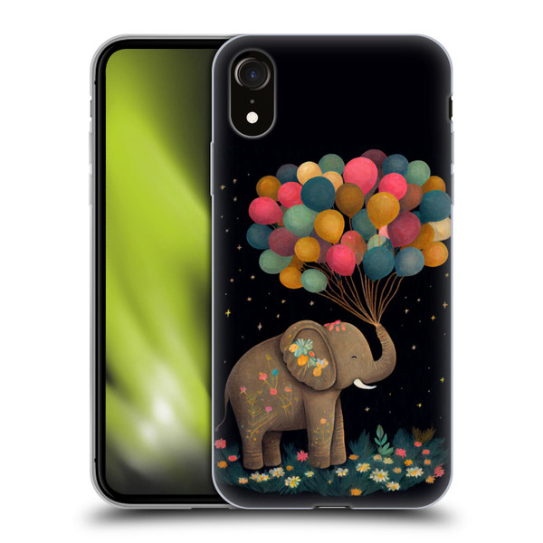 JK Stewart Art Elephant Holding Balloon Soft Gel Case for Apple iPhone XR