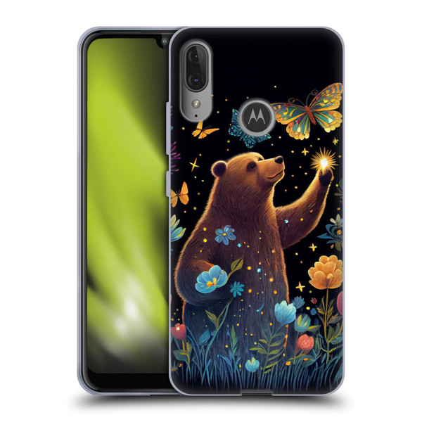 JK Stewart Art Bear Reaching Up Soft Gel Case for Motorola Moto E6 Plus