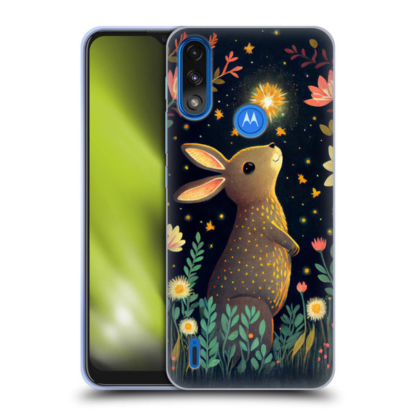 JK Stewart Art Rabbit Catching Falling Star Soft Gel Case for Motorola Moto E7 Power / Moto E7i Power