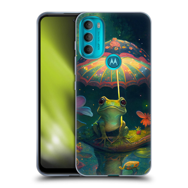 JK Stewart Art Frog With Umbrella Soft Gel Case for Motorola Moto G71 5G