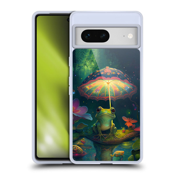 JK Stewart Art Frog With Umbrella Soft Gel Case for Google Pixel 7