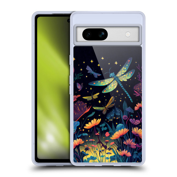 JK Stewart Art Dragonflies In Night Garden Soft Gel Case for Google Pixel 7a
