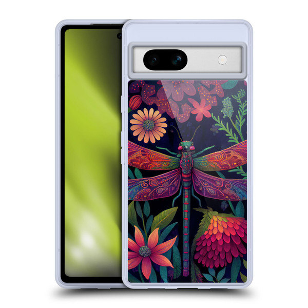 JK Stewart Art Dragonfly Purple Soft Gel Case for Google Pixel 7a