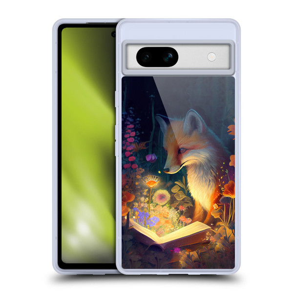 JK Stewart Art Fox Reading Soft Gel Case for Google Pixel 7a