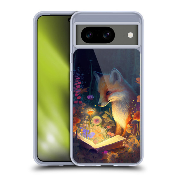JK Stewart Art Fox Reading Soft Gel Case for Google Pixel 8