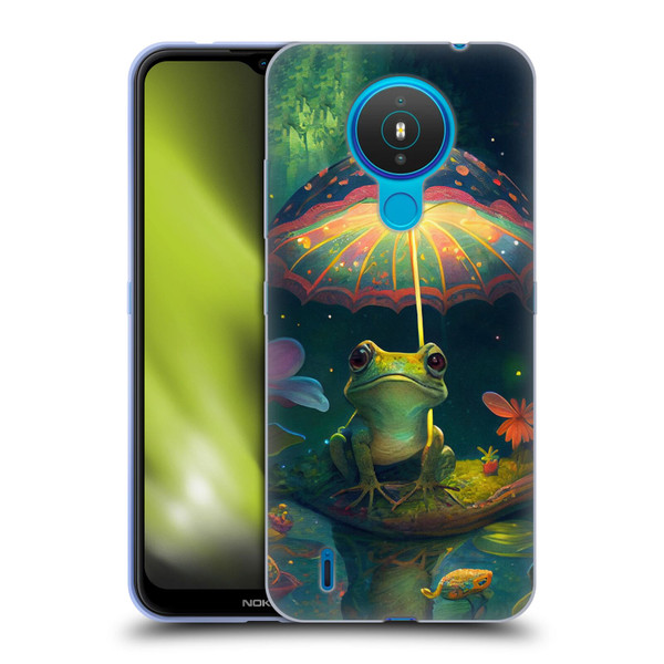 JK Stewart Art Frog With Umbrella Soft Gel Case for Nokia 1.4