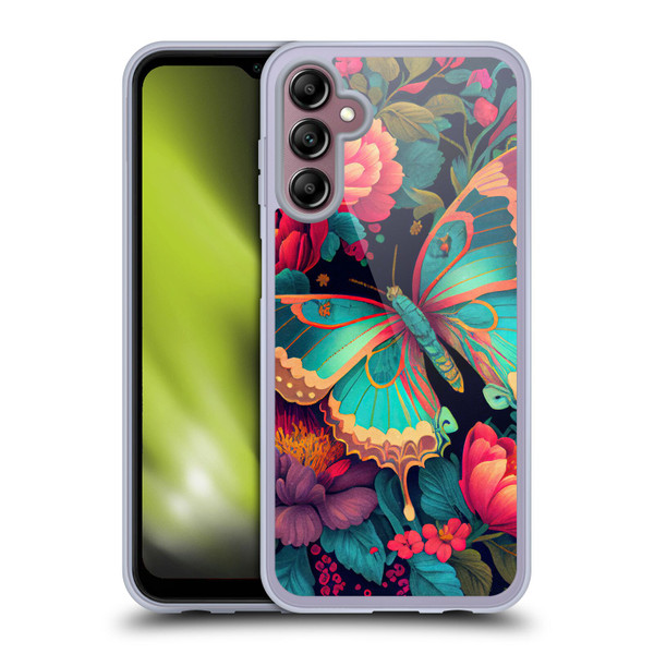 JK Stewart Art Butterfly And Flowers Soft Gel Case for Samsung Galaxy A14 5G