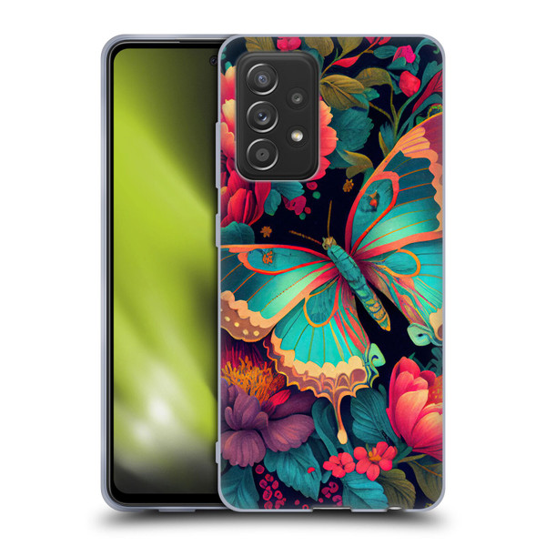 JK Stewart Art Butterfly And Flowers Soft Gel Case for Samsung Galaxy A52 / A52s / 5G (2021)
