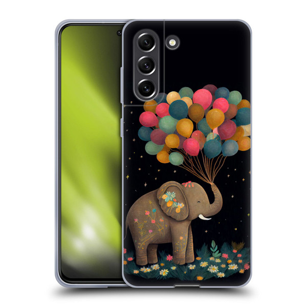 JK Stewart Art Elephant Holding Balloon Soft Gel Case for Samsung Galaxy S21 FE 5G