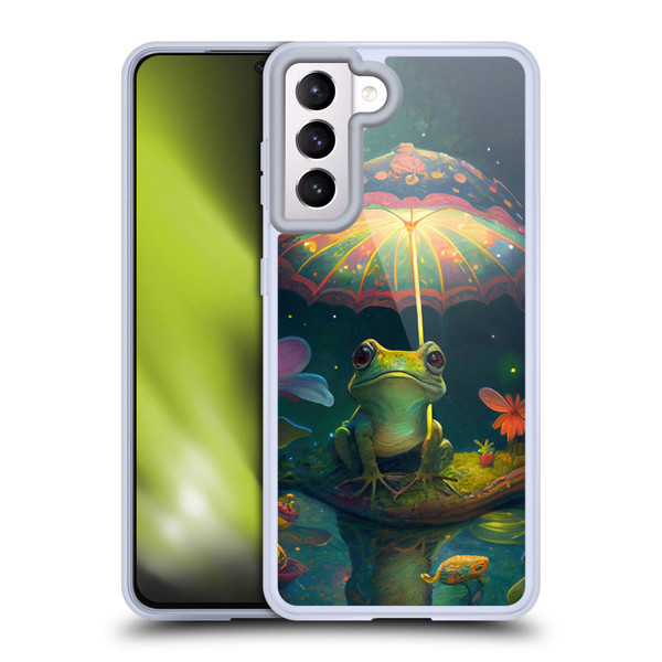 JK Stewart Art Frog With Umbrella Soft Gel Case for Samsung Galaxy S21 5G