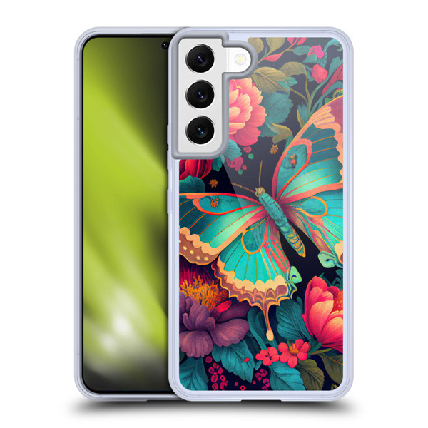 JK Stewart Art Butterfly And Flowers Soft Gel Case for Samsung Galaxy S22 5G