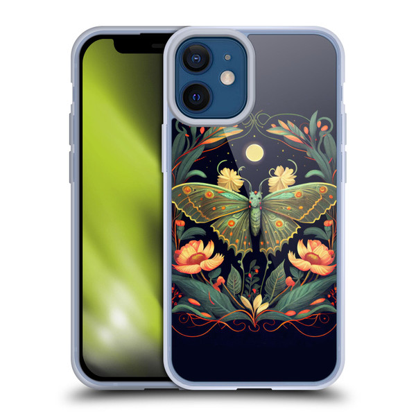 JK Stewart Graphics Lunar Moth Night Garden Soft Gel Case for Apple iPhone 12 Mini