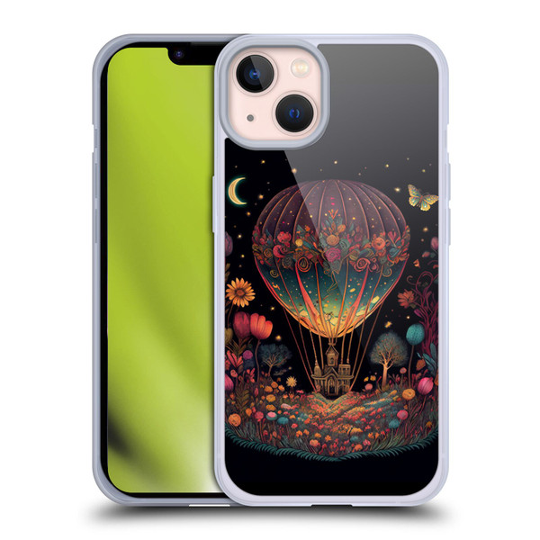 JK Stewart Graphics Hot Air Balloon Garden Soft Gel Case for Apple iPhone 13