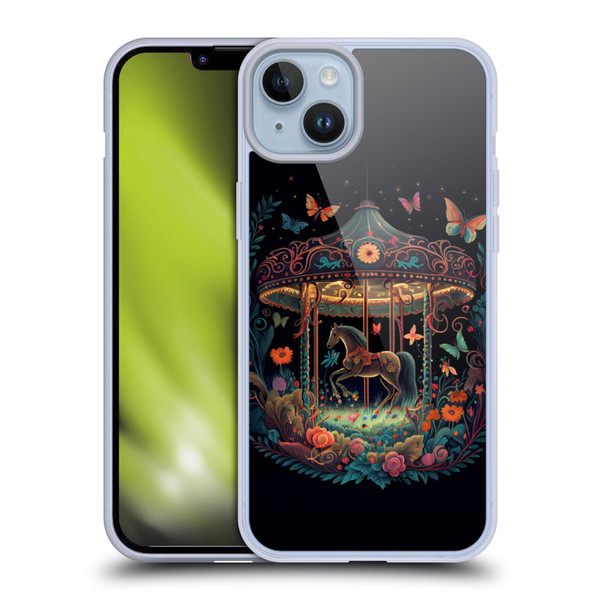 JK Stewart Graphics Carousel Dark Knight Garden Soft Gel Case for Apple iPhone 14 Plus