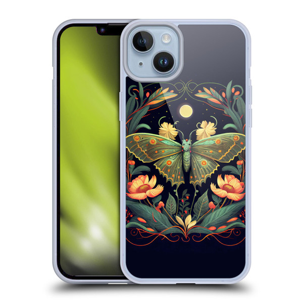 JK Stewart Graphics Lunar Moth Night Garden Soft Gel Case for Apple iPhone 14 Plus