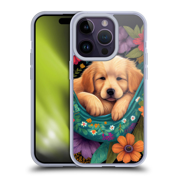 JK Stewart Graphics Golden Retriever In Hammock Soft Gel Case for Apple iPhone 14 Pro