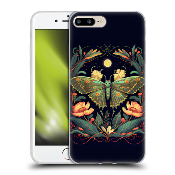 JK Stewart Graphics Lunar Moth Night Garden Soft Gel Case for Apple iPhone 7 Plus / iPhone 8 Plus