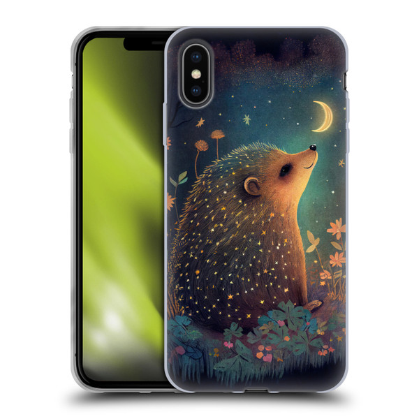 JK Stewart Graphics Hedgehog Looking Up At Stars Soft Gel Case for Apple iPhone XS Max