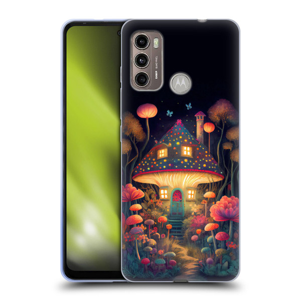 JK Stewart Graphics Mushroom Cottage Night Garden Soft Gel Case for Motorola Moto G60 / Moto G40 Fusion