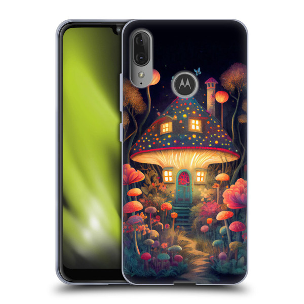 JK Stewart Graphics Mushroom Cottage Night Garden Soft Gel Case for Motorola Moto E6 Plus