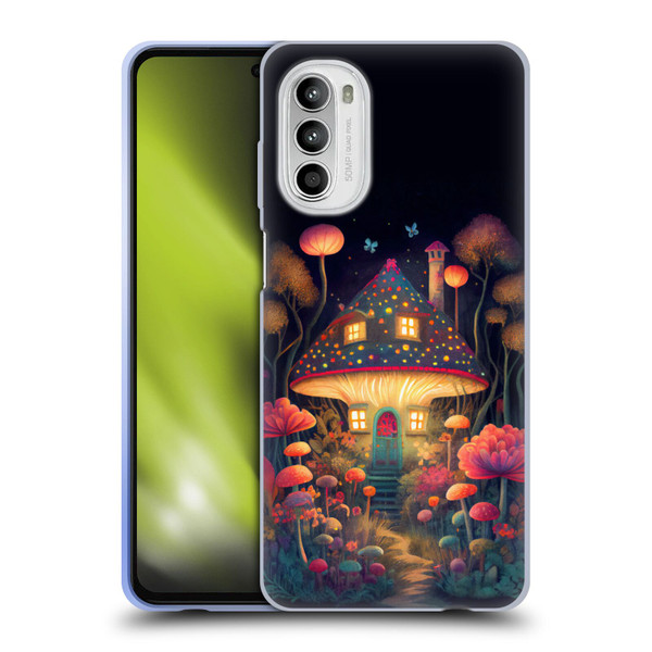 JK Stewart Graphics Mushroom Cottage Night Garden Soft Gel Case for Motorola Moto G52