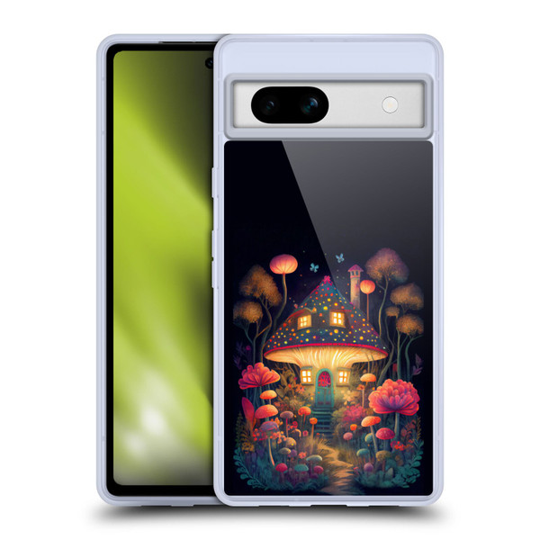 JK Stewart Graphics Mushroom Cottage Night Garden Soft Gel Case for Google Pixel 7a